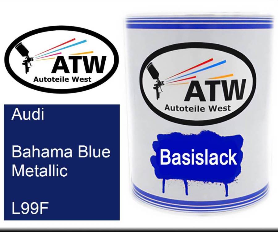 Audi, Bahama Blue Metallic, L99F: 1L Lackdose, von ATW Autoteile West.